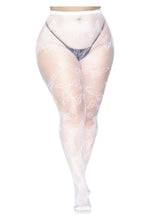 Load image into Gallery viewer, Leg Avenue Butterfly Net Tights - White - Queen/XLarge/XXLarge
