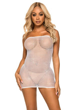 Load image into Gallery viewer, Leg Avenue Crystalized Fishnet Convertible Tube Dress - White - One Size
