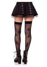 Load image into Gallery viewer, Leg Avenue Dotted Net Skull Thigh Highs
