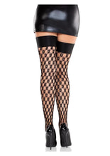 Load image into Gallery viewer, Leg Avenue Eyelet Net Thigh Highs with Satin Elastic Top
