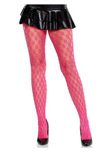 Leg Avenue Eyelet Net Tights - Neon Pink - One Size