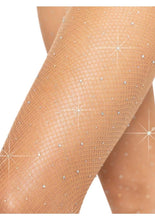 Load image into Gallery viewer, Leg Avenue Fishnet Crystalized Tights with Multi-Sized Irridescent Rhinestones

