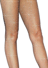 Load image into Gallery viewer, Leg Avenue Fishnet Crystalized Tights with Multi Sized Rhinestones - Black - One Size

