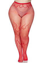 Load image into Gallery viewer, Leg Avenue Flame Net Tights - Red - Queen/XLarge/XXLarge
