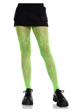 Load image into Gallery viewer, Leg Avenue Flame Net Tights - Neon Green - One Size
