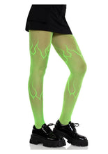 Load image into Gallery viewer, Leg Avenue Flame Net Tights - Neon Green - One Size
