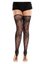 Load image into Gallery viewer, Leg Avenue Floral Net Toe Loop Footless Thigh Highs
