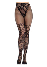 Load image into Gallery viewer, Leg Avenue French Cut Dahlia Lace Tights with Net Thigh Detail
