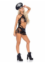 Load image into Gallery viewer, Leg Avenue Fringe Halter Top and Matching Bikini Bottoms
