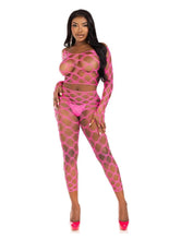 Load image into Gallery viewer, Leg Avenue Hardcore Net Crop Top and Footless Tights
