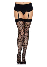 Load image into Gallery viewer, Leg Avenue Heart Net Thigh Highs - Black - One Size
