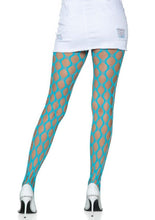 Load image into Gallery viewer, Leg Avenue Jumbo Pothole Net Tights - Blue/Neon Blue - One Size
