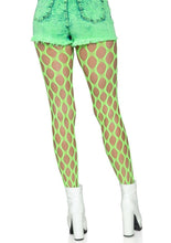 Load image into Gallery viewer, Leg Avenue Jumbo Pothole Net Tights - Green/Neon Green - One Size
