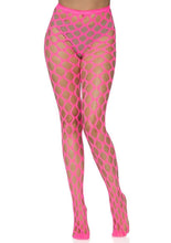 Load image into Gallery viewer, Leg Avenue Jumbo Pothole Net Tights - Neon Pink/Pink - One Size
