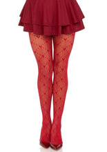Load image into Gallery viewer, Leg Avenue Love Struck Heart Net Tights - Red - One Size
