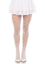 Load image into Gallery viewer, Leg Avenue Love Struck Heart Net Tights - White - One Size
