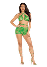 Load image into Gallery viewer, Leg Avenue Mary Jane Wrap Around Bra Top and Boy Shorts
