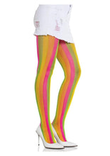 Load image into Gallery viewer, Leg Avenue Neon Rainbow Striped Tights - Multicolor - One Size
