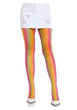 Load image into Gallery viewer, Leg Avenue Neon Rainbow Striped Tights - Multicolor - One Size
