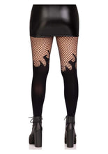 Load image into Gallery viewer, Leg Avenue Opaque Flame Tights with Fishnet Top

