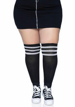 Load image into Gallery viewer, Leg Avenue Over The Knee Athletic Socks - Black/White - Queen/XLarge/XXLarge
