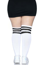 Load image into Gallery viewer, Leg Avenue Over The Knee Athletic Socks - Black/White - Queen/XLarge/XXLarge
