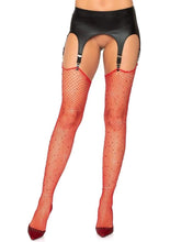 Load image into Gallery viewer, Leg Avenue Rhinestone Fishnet Stockings - Red - One Size
