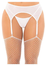 Load image into Gallery viewer, Leg Avenue Rhinestone Garter Belt - White - One Size
