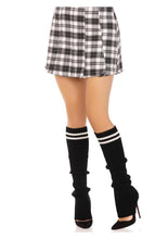 Load image into Gallery viewer, Leg Avenue Ribbed Stirrup Leg Warmers with Athletic Stripe - Black - One Size
