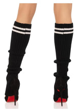 Load image into Gallery viewer, Leg Avenue Ribbed Stirrup Leg Warmers with Athletic Stripe
