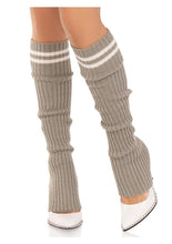 Load image into Gallery viewer, Leg Avenue Ribbed Stirrup Leg Warmers with Athletic Stripe
