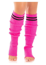 Load image into Gallery viewer, Leg Avenue Ribbed Stirrup Leg Warmers with Athletic Stripe
