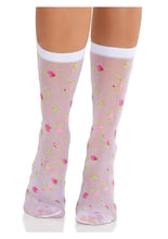 Load image into Gallery viewer, Leg Avenue Rosette Jacquard Spandex Sheer Anklets
