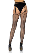 Load image into Gallery viewer, Leg Avenue Scale Net Suspender Hose - Black - One Size
