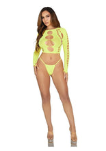 Load image into Gallery viewer, Leg Avenue Seamless Cut Out Long Sleeve Crop Top and G-String Panty
