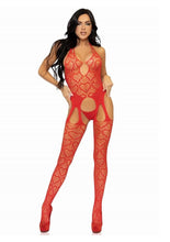 Load image into Gallery viewer, Leg Avenue Seamless Heart Net Suspender Bodystocking
