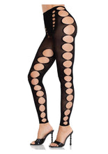 Load image into Gallery viewer, Leg Avenue Seamless Opaque Cut-Out Footless Tights - Black - One Size
