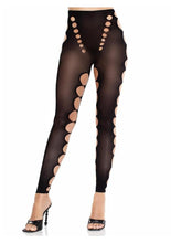Load image into Gallery viewer, Leg Avenue Seamless Opaque Cut-Out Footless Tights - Black - One Size
