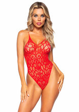 Load image into Gallery viewer, Leg Avenue Seamless Scroll Lace with Nearly Naked Strappy Back - Red - One Size
