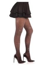 Load image into Gallery viewer, Leg Avenue Spandex Lurex Rhinestone Tights - Black/Silver - One Size
