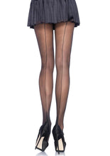 Load image into Gallery viewer, Leg Avenue Spandex Sheer Cuban Heel Backseam Tights - Black - One Size
