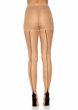 Load image into Gallery viewer, Leg Avenue Spandex Sheer Cuban Heel Backseam Tights - Nude - One Size
