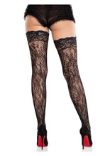 Load image into Gallery viewer, Leg Avenue Stay-Up Lace Top Cross Hatch Floral Lace Thigh Highs
