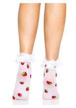 Load image into Gallery viewer, Leg Avenue Strawberry Polka Dot Ruffle Top Anklets

