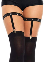 Load image into Gallery viewer, Leg Avenue Studded Elastic Garter Suspender - Black - One Size
