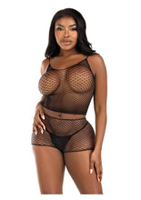 Load image into Gallery viewer, Leg Avenue Twist Net Tank Top and Boy Shorts - Black - One Size - 2 Piece
