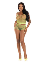 Load image into Gallery viewer, Leg Avenue Twist Net Tank Top and Boy Shorts
