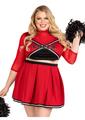 Load image into Gallery viewer, Leg Avenue Varsity Babe Set Crop Top with Cheer Logo, Pleated Skirt, and Pom Poms (3 Piece) - 1x/2x
