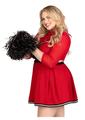 Load image into Gallery viewer, Leg Avenue Varsity Babe Set Crop Top with Cheer Logo, Pleated Skirt, and Pom Poms (3 Piece) - 1x/2x
