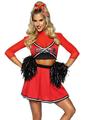 Load image into Gallery viewer, Leg Avenue Varsity Babe Set Crop Top with Cheer Logo, Pleated Skirt, and Pom Poms
